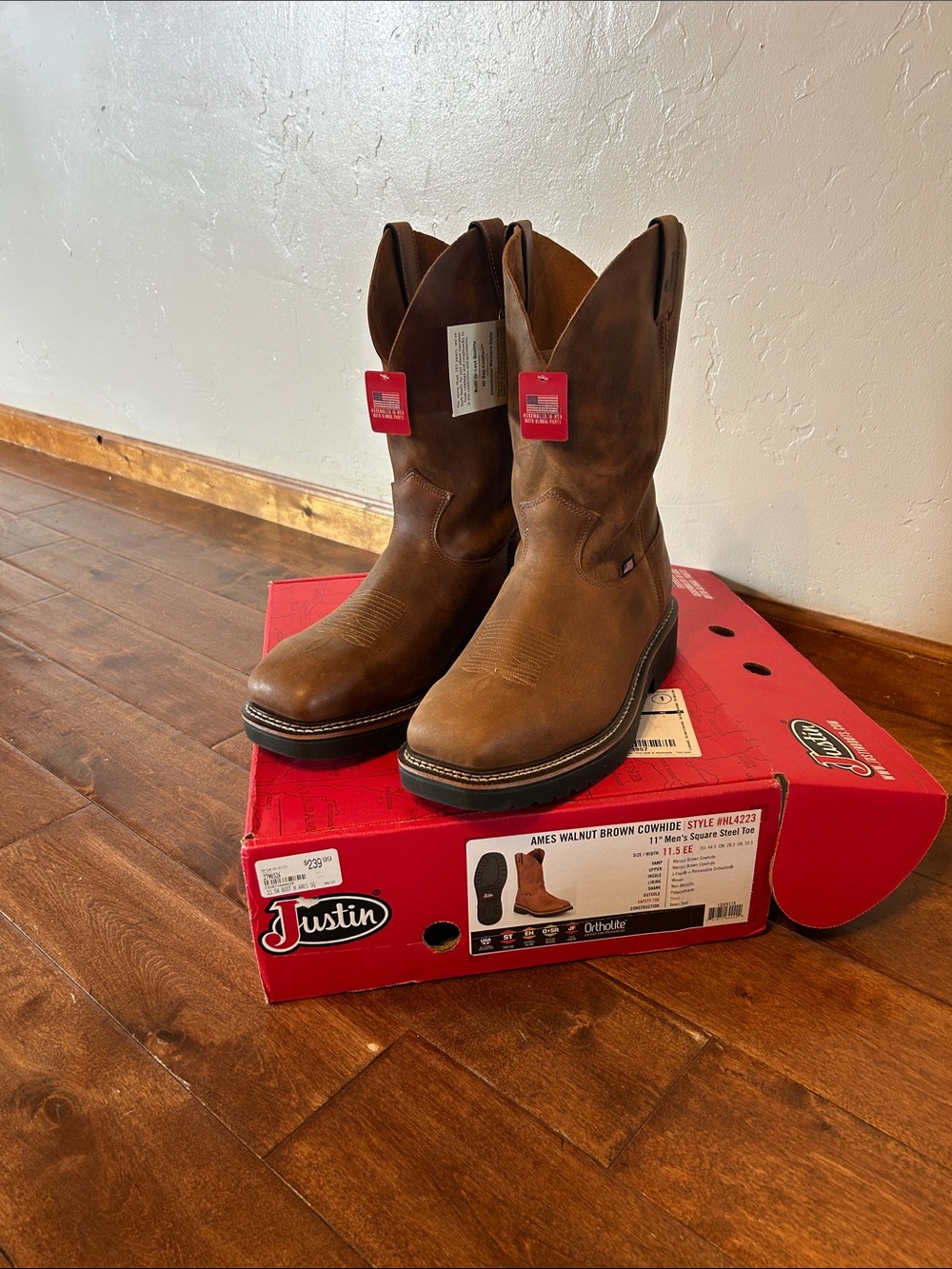 Justin Boots Walnut Brown Men's Cowboy Work Boots